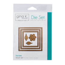 Gina K. Designs (3) Nested Square Dies &bull; Double Stitch Design &bull; Small Set