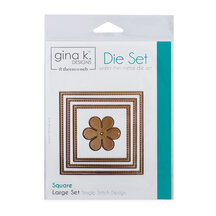 Gina K. Designs (3) Nested Square Dies &bull; Single Stitch Design &bull; Large Set